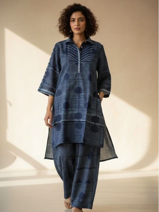 Artisanal Indigo Co-ord Set