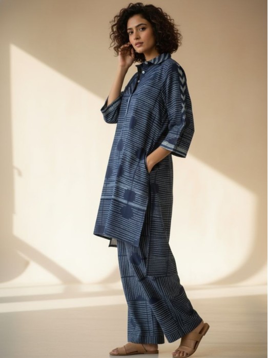 Artisanal Indigo Co-ord Set